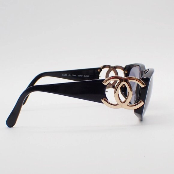 CHANEL CC Logos Sunglasses Eye Wear Plastic Black Gold 02461 64RL559 main image 5